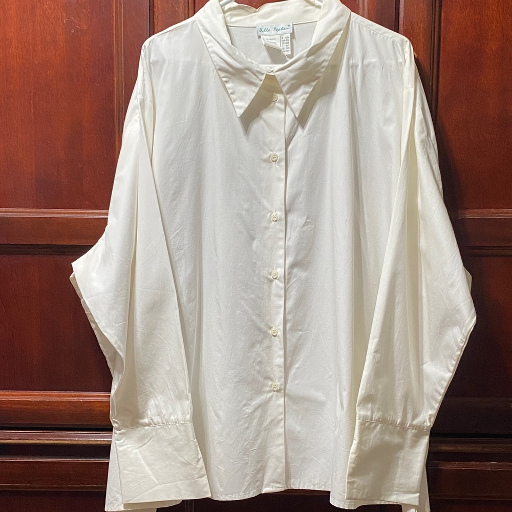 Ulla Popken Cream Relaxed Fit plus size 32/34 button down Shirt